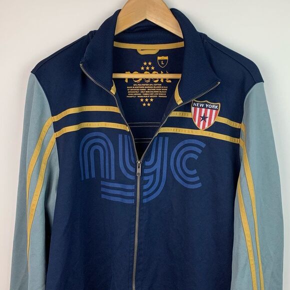 Fossil Unisex Warm Up Track Sweatshirt full zip Jacket New York Size Large - Picture 3 of 7